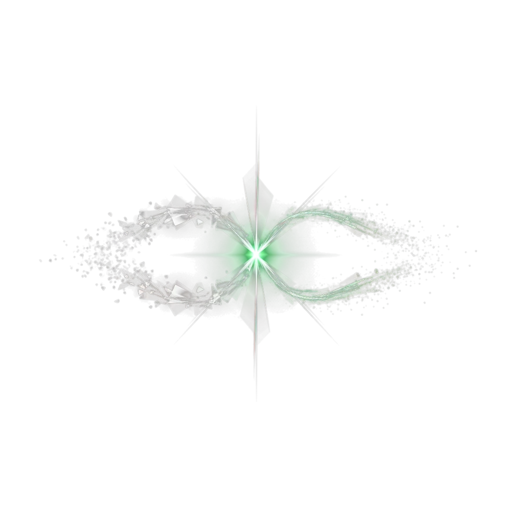 Drei Ströme aus Struktur, Klarheit und Energie, die in einem leuchtenden Punkt zusammenlaufen.